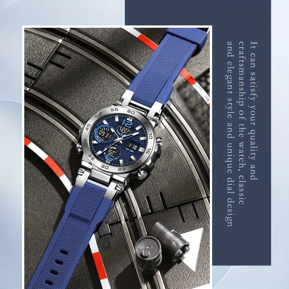 Outdoor men's sports electronic watch multifunctional dual display alarm clock timing suitable for teenagers or students
