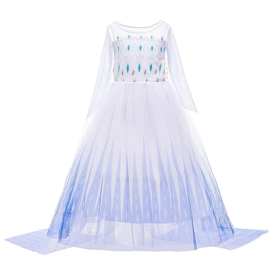 Princess Dress for Girl Anna Elsa Costume Snow Queen Rapunzel Belle Cinderella Jasmine Fancy Disguise Children Halloween Clothes