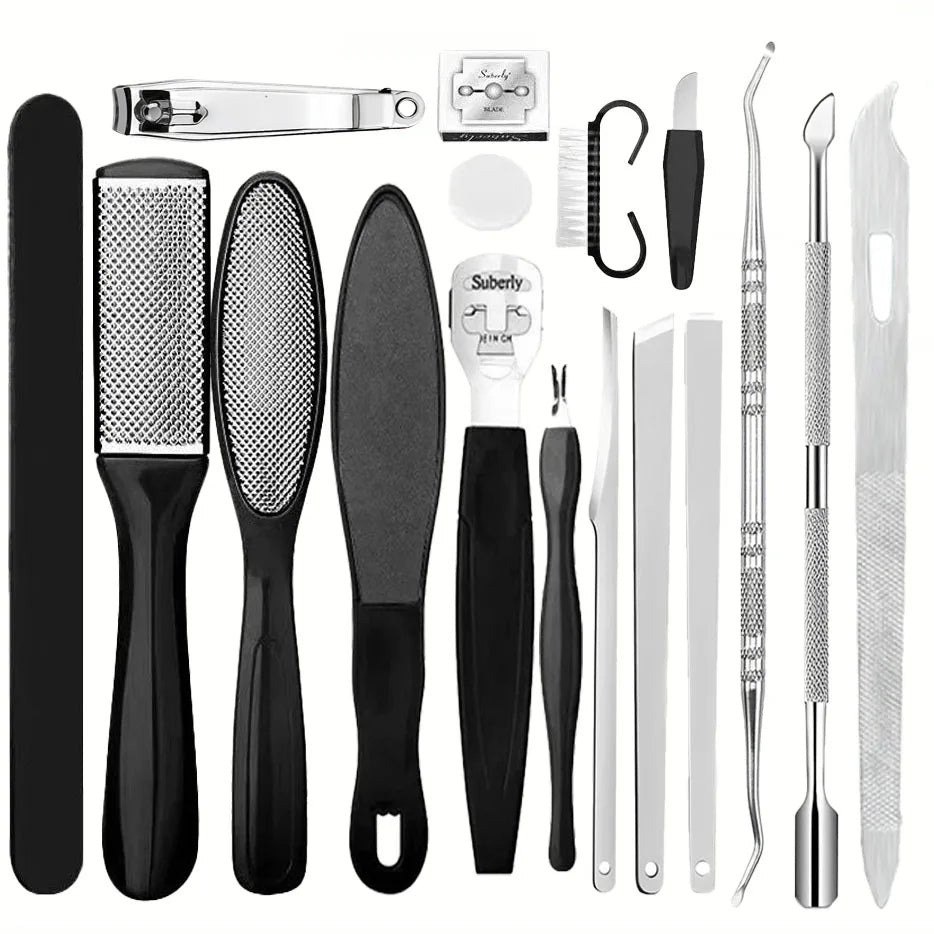 Stainless Steel Pedicure Tool Kit Foot File Dead Skin And Callus Removal Trimming Supplies For Household Personal Foot Care Daily Maintenance