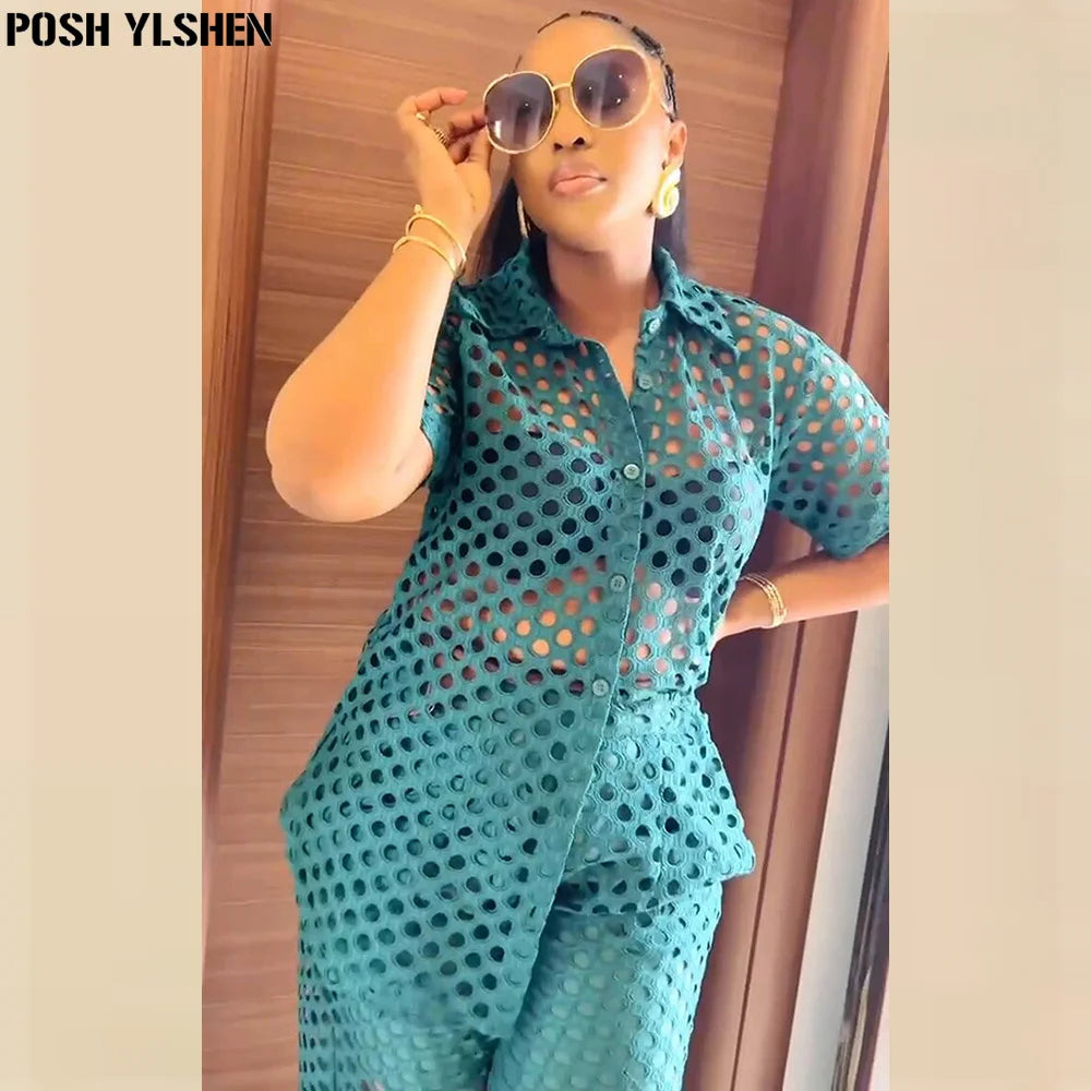 Two 2 Piece Pant Sets Women Outfit Summer Clothes African Dresses for Women 2025 New in Sexys Matching Set Dames Africa Clothing