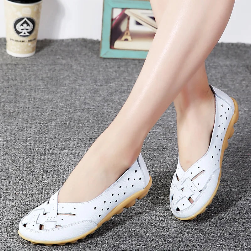 Women Flat Shoes 2023 New Breathable Leather Shoes For Women Loafers Soft Leather Flats Shoes Female Casual Zapatos Para Mujeres