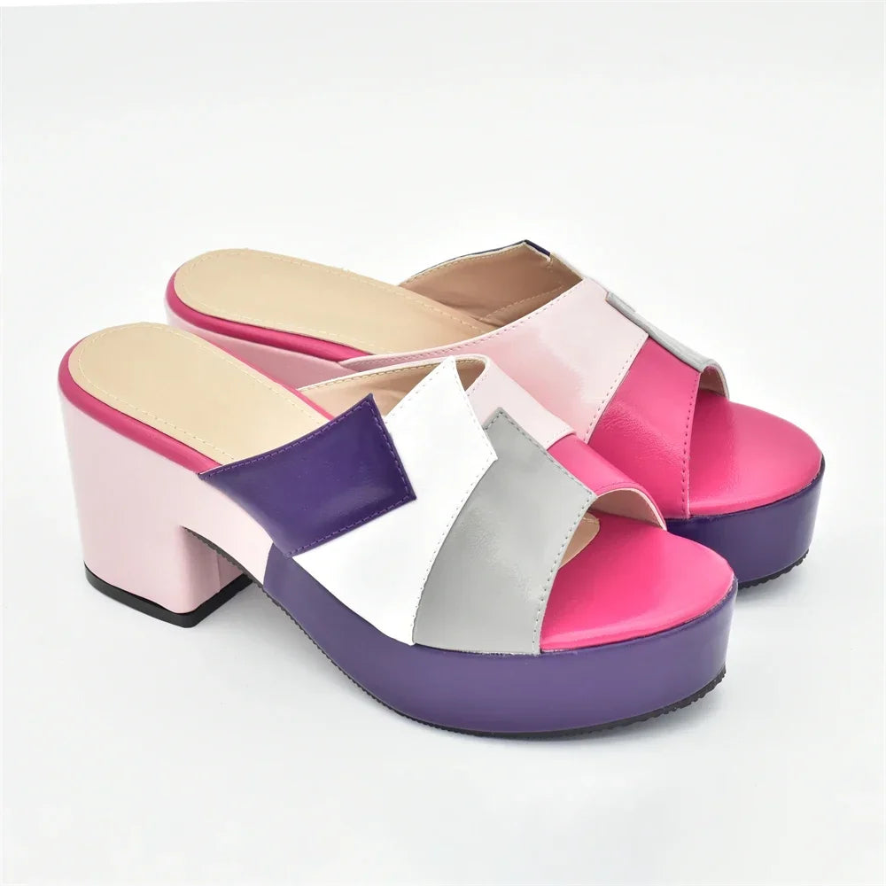 Italian Lady Shoes Multicolor Design Wedges Shoes for Women Platform Shoes High Heels Thick Heel Slingbacks Lady Wedge Sandals
