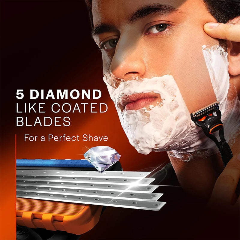 Gillette Fusion 5 FlexBall Power Razor 5 Blade Coating Micro-Vibration Technology Men's Shaver with Precision Trimmer