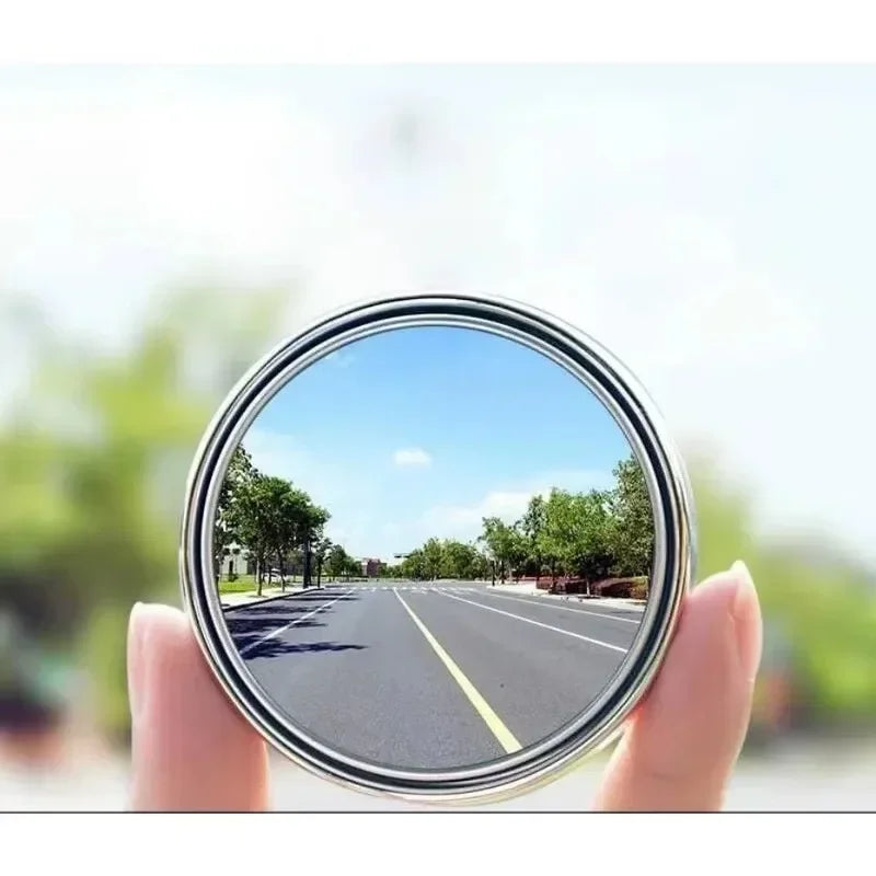 2pcs Convex Mounted Auxiliary Rear-View Mirror 360 Degree Rotation Wide-Angle Round Frame Blind Spot Accessory