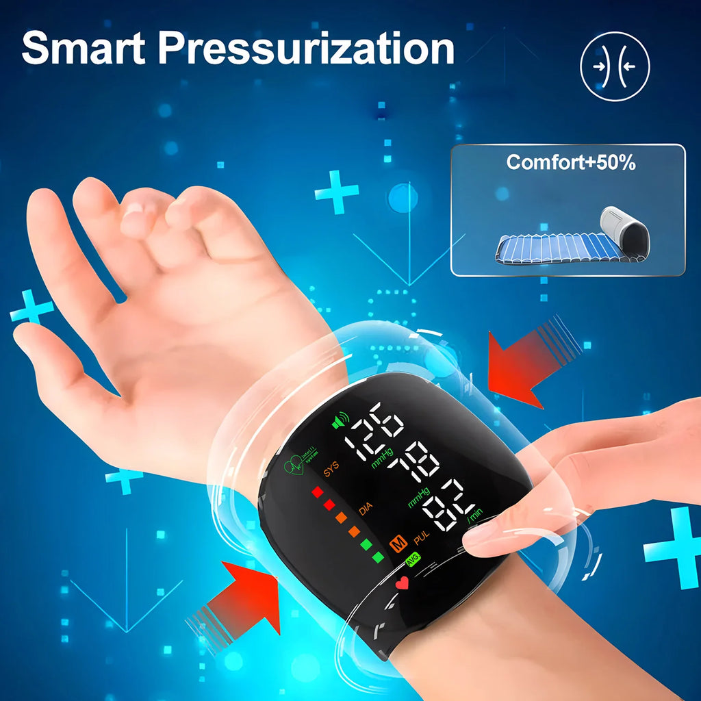 Rechargeable Wrist Blood Pressure Monitor Medical Baumanometro Digitlal Tensiometro Health Tonometer Sphygmomanometer