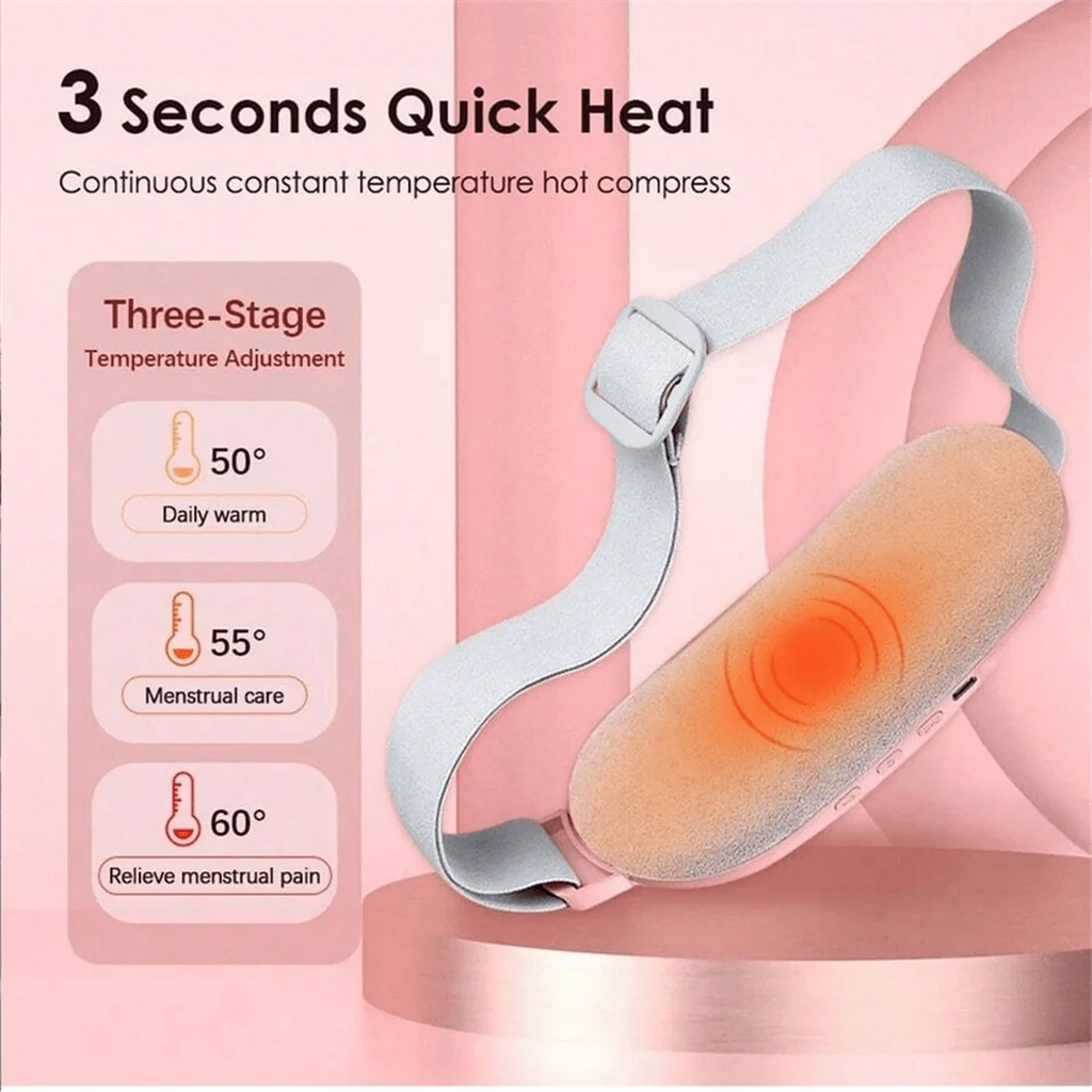 Electric Period Cramp Massager Vibrating Heating Belt for Menstrual Waist Stomach Abdominal Warm Palace Belt