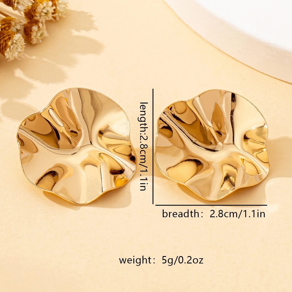 A Pair of Irregular Round Metal Stud Earrings Jewelry