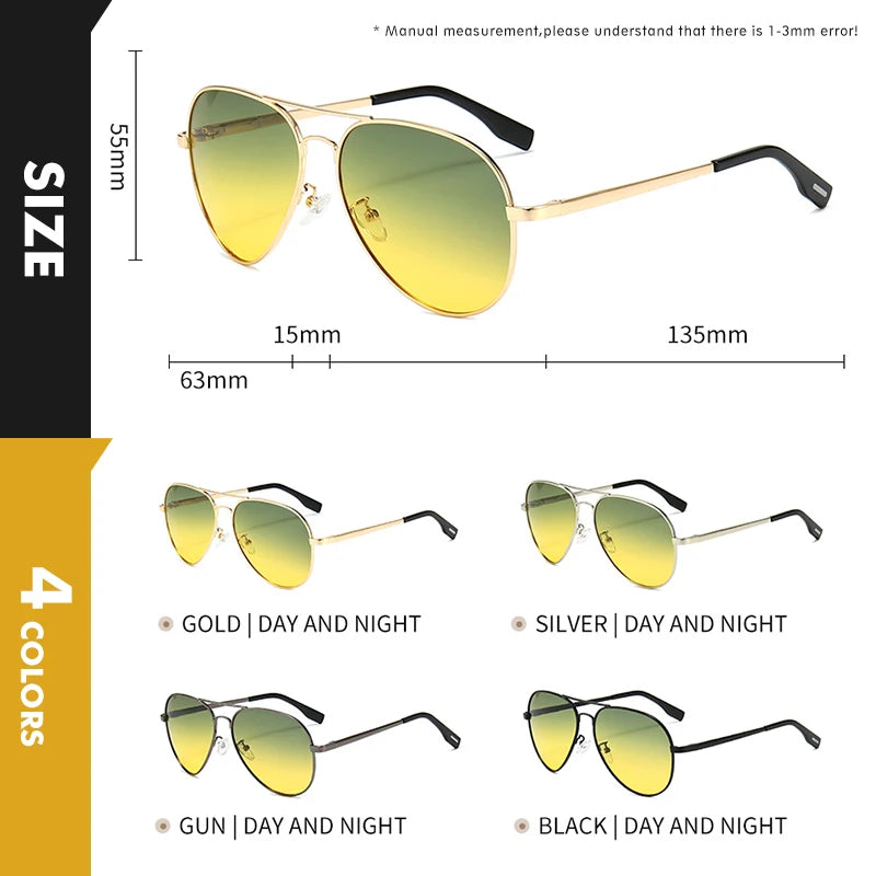Photochromic Sunglasses Men Polarized Aviation Day Night Vision Glasses for Driving Women Anti-UV Goggle oculos de sol masculino