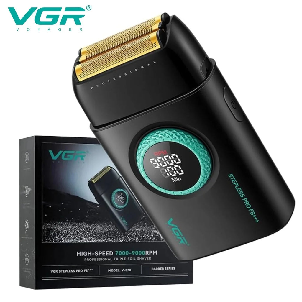 VGR Shaver Professional Shaving Machine Electric Razor Portable Beard Trimmer 9000 RPM Reciprocating LED Shaver for Men V-378