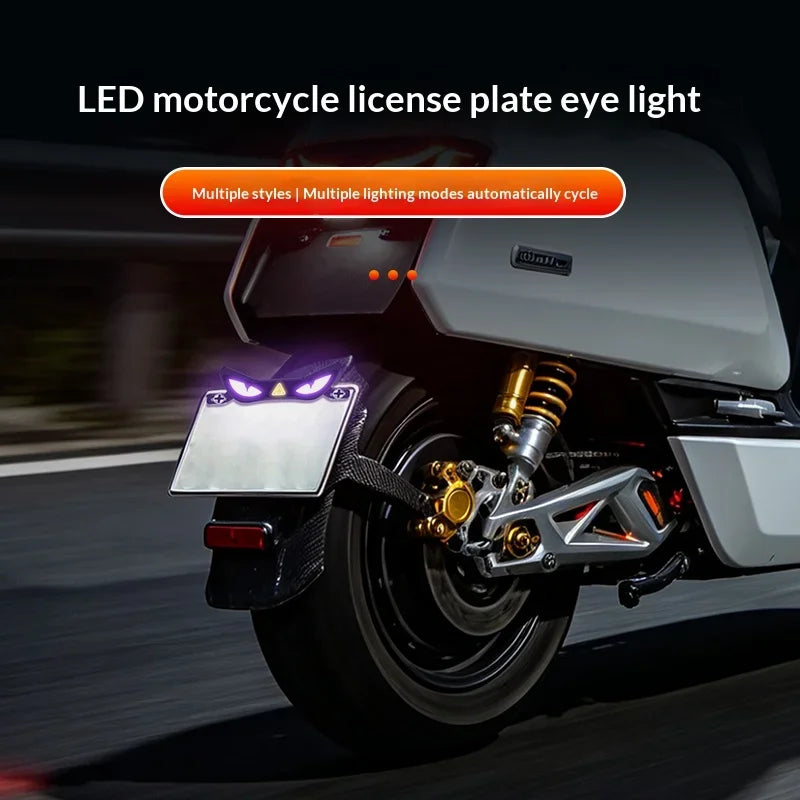 2026 Newest Motorcycle Cool Demon Eye LED License Plate Waterproof Ambient Light Headlight Brake Light Motorcycles Light