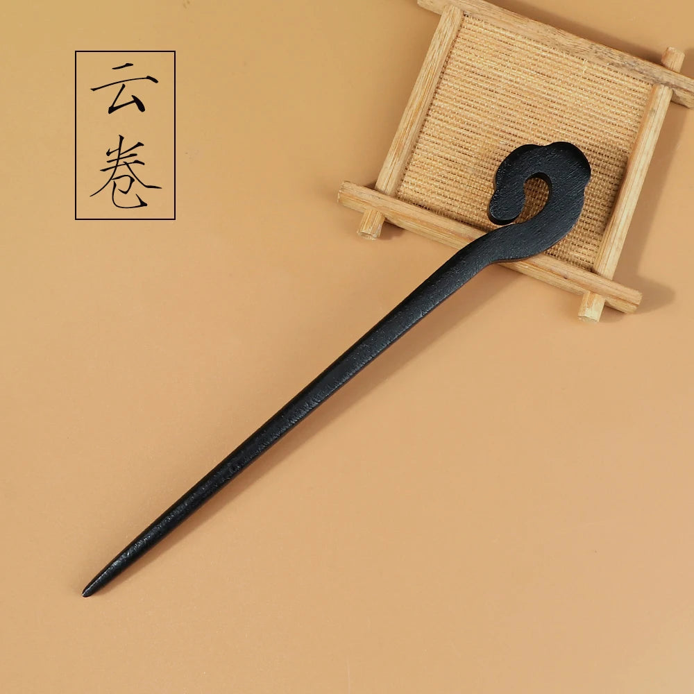 Chinese Royal Wooden Hair Clips Hair Stick Women Simple Carved Wood Hairpins Girl Exquisite Hair Style Accessories Headwear Gift