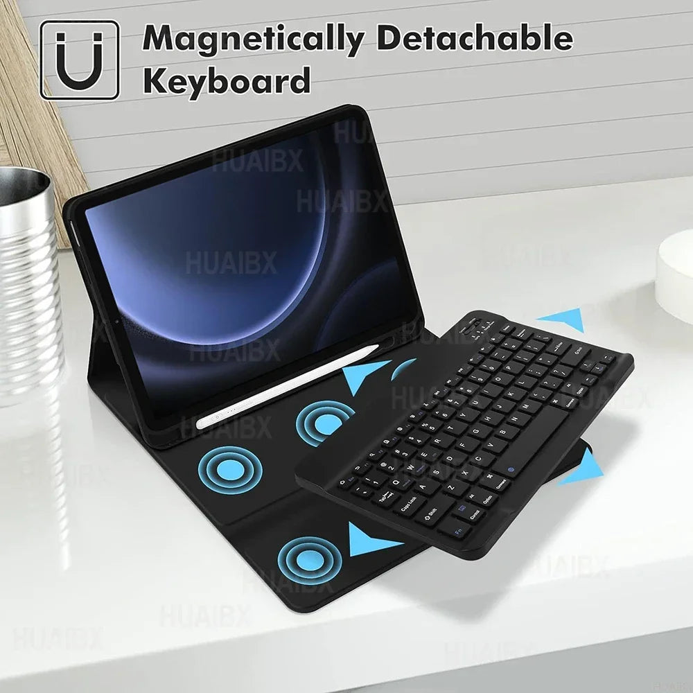 For Samsung Galaxy Tab S9 FE 10.9 Inch Case, Detachable Keyboard for Samsung Tab S9 FE SM-X510/X516B