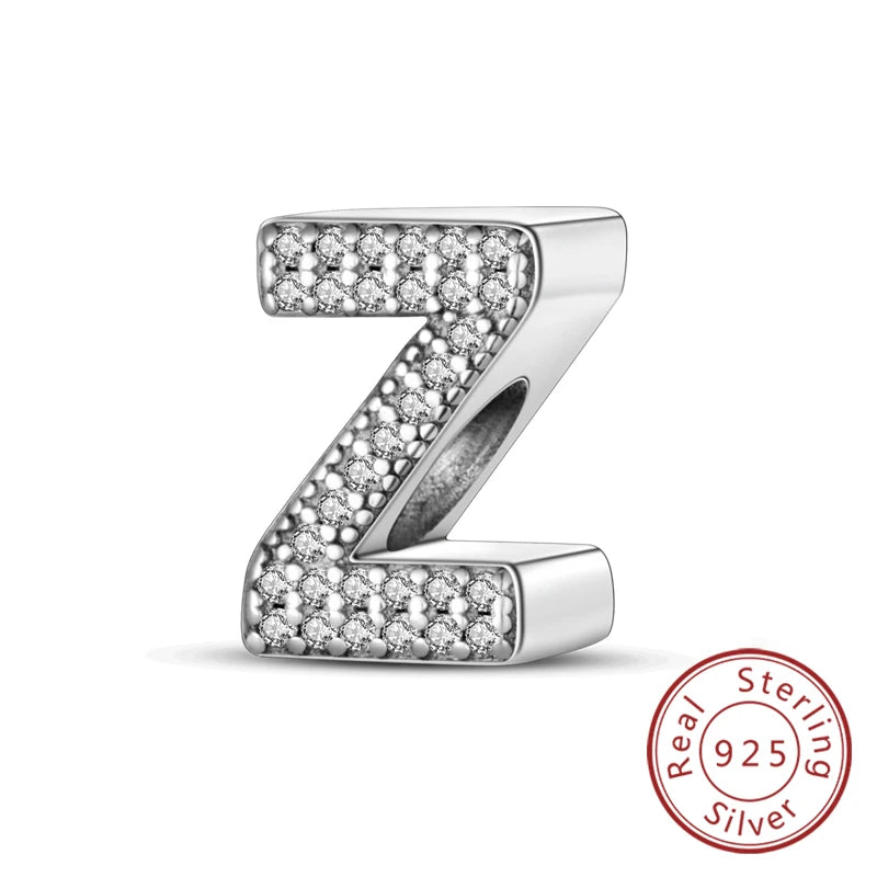 Charms Fit Original Bracelet A-Z Alphabet Charms Beads 925 Sterling Silver 26 Letters Charm for Women Girl DIY Fine Jewelry Gift
