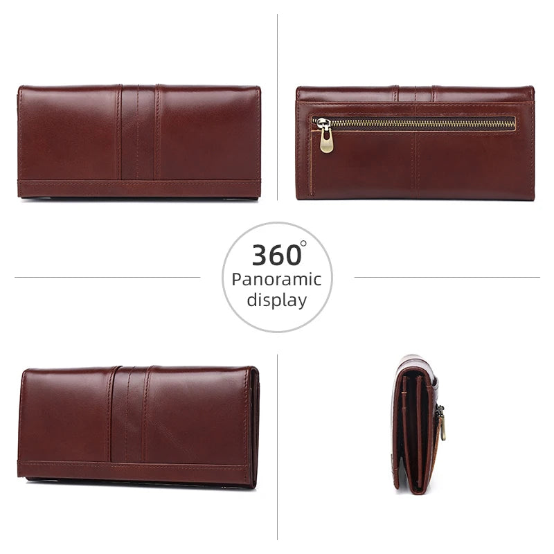 SCHLATUM Women Leather  Wallet Long Multifunction Business Card Holder Purse Brand Fashion Female Purse