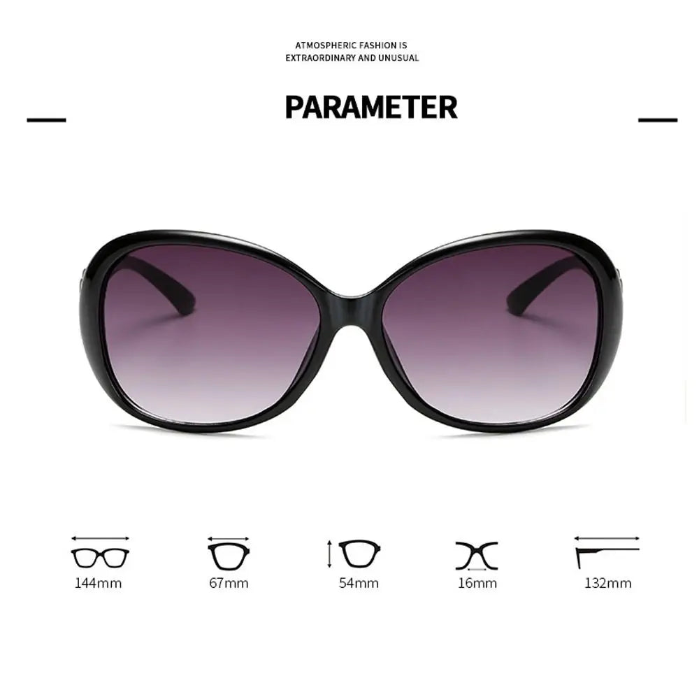 Korean Retro Sunglasses Big Frame Eyewear Travel Accessories Driving Glasses Sun-Protective Black Shades Glasses for Women