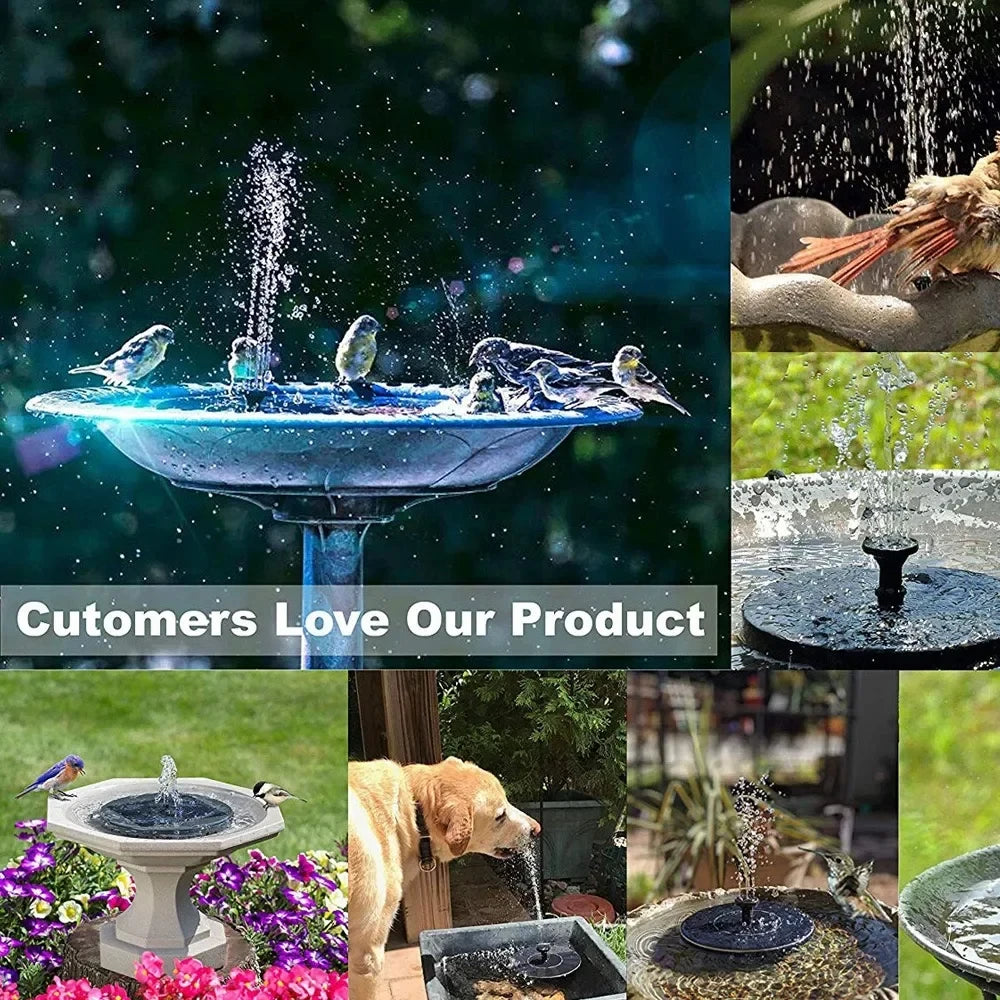 HOMEFISH Mini Solar Water Fountain - Solar-Powered Pool/Pond Waterfall, Outdoor Garden Decoration & Bird Bath Supplies