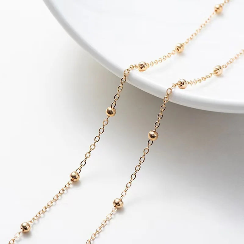 Wholesale 1M 2M 5M Stainless Steel Gold Color Beaded Chain Link Ball Chain DIY Anklet Necklaces Bracelet Making Accessories