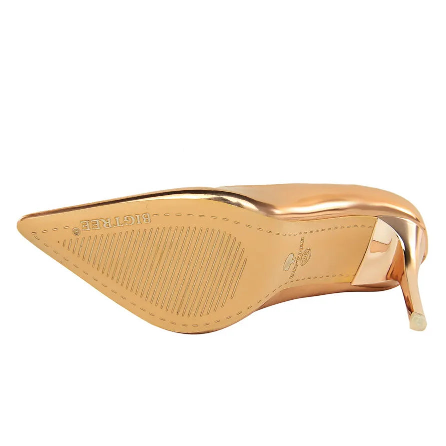 Women Mteallic Patent Bronze Leather Pumps 7.5cm 10.5cm High Heels Lady Stiletto Middle Low Heels Wedding Bridal Silver Shoes