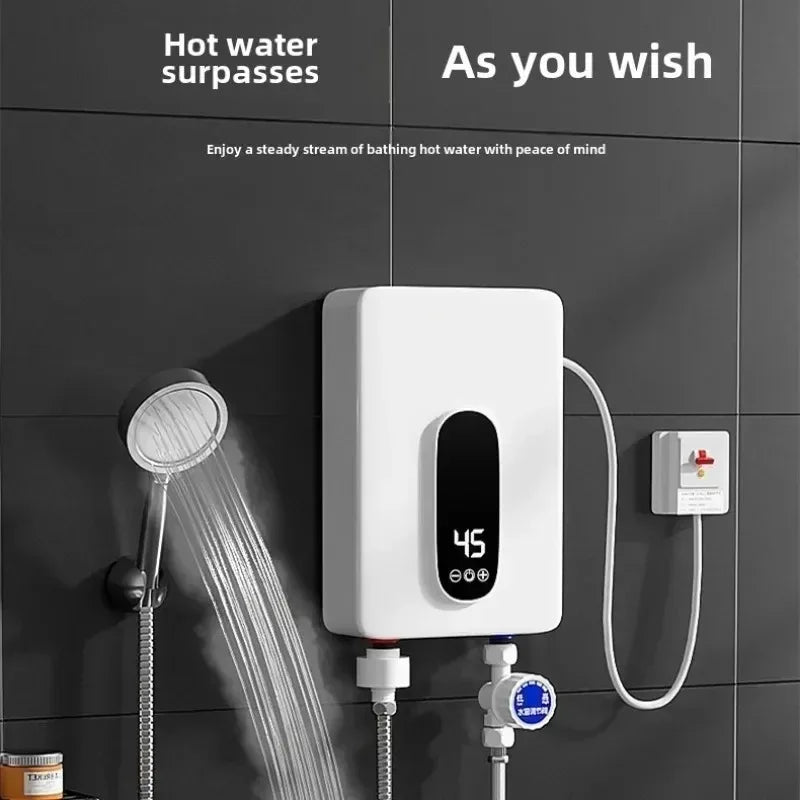 Tankless 220V Compact Instant Electric Water Heater Energy Saving for Bathroom Toilet Shower Hot Water Solution