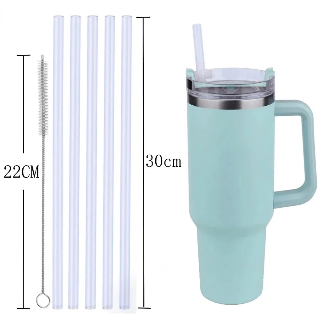 Reusable Straw with Cleaning Brush Plastic Replacement Straw Compatible with Stanley 40 oz 30 oz Cup Tumbler
