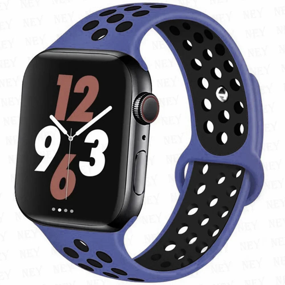 Sport Strap For Apple Watch Band 45mm 49mm 44mm 40mm 41mm 42mm Silicone bracelet correa iWatch Ultra 2 Series 9 8 SE 7 6 5 4 3