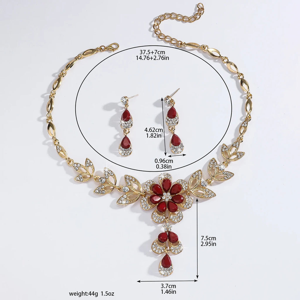Luxury Color Matching Unique Necklace Earring Set Date Party Banquet Bridal Wedding Dress High End Jewelry