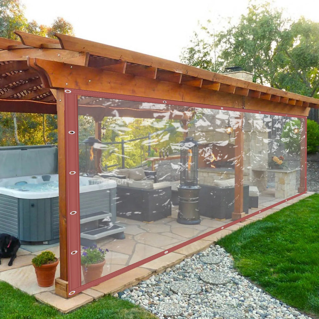 PVC Rainproof Tarpaulin Waterproof Heavy Duty Transparent PVC Tarp High Toughness for Patio Canopy Camping Agriculture Storage