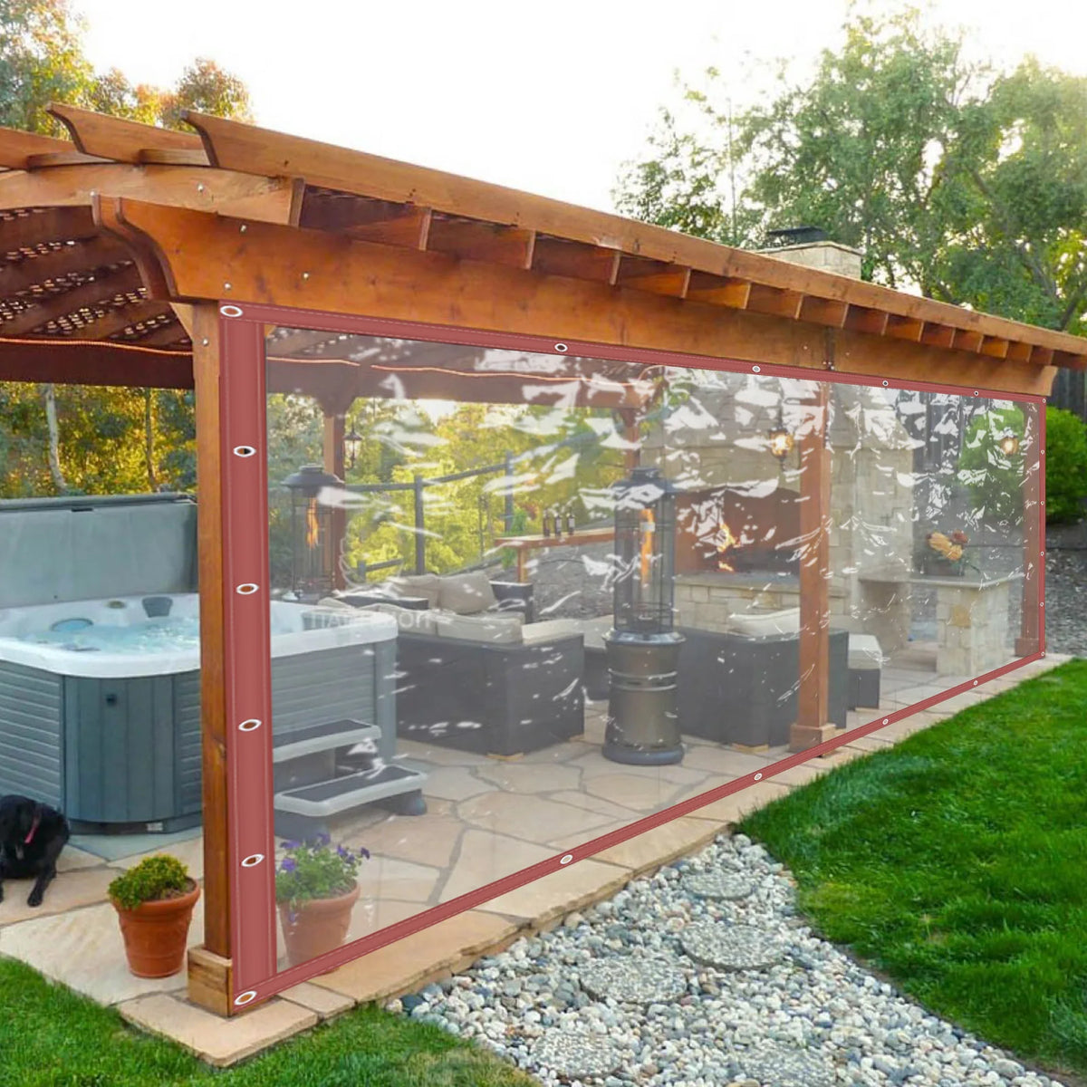 PVC Rainproof Tarpaulin Waterproof Heavy Duty Transparent PVC Tarp High Toughness for Patio Canopy Camping Agriculture Storage