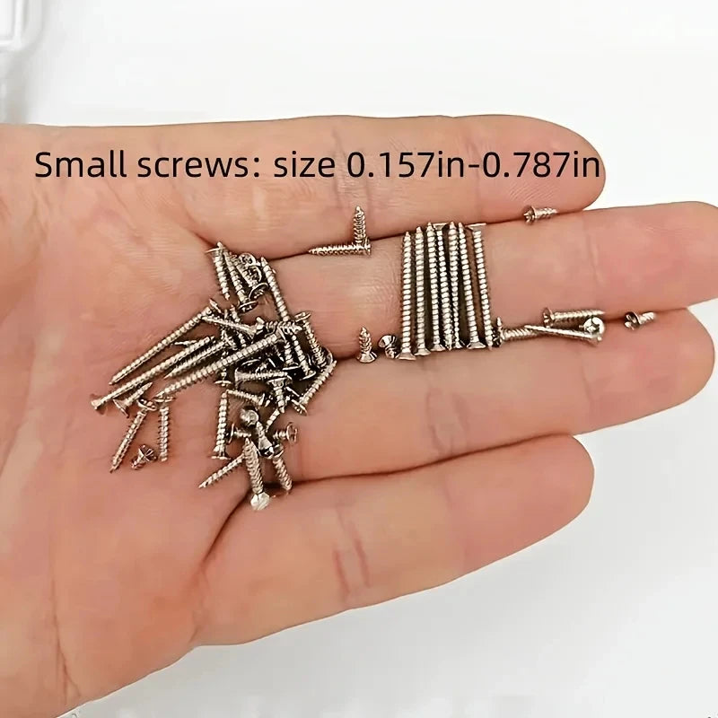 240-Piece Self-Tapping Wood Screw Set Box 8 Sizes M2 Flat Metal Screws Classification Kit for Home Improvement