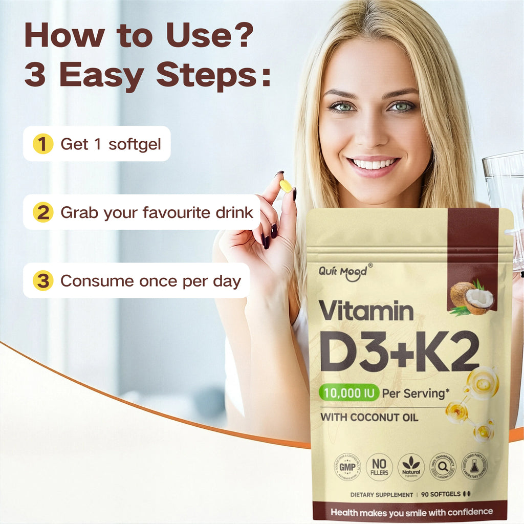 Vitamin D3K2, Assists Calcium Absorption, Trace Ingredient Vitamin Supplement Soft Capsule