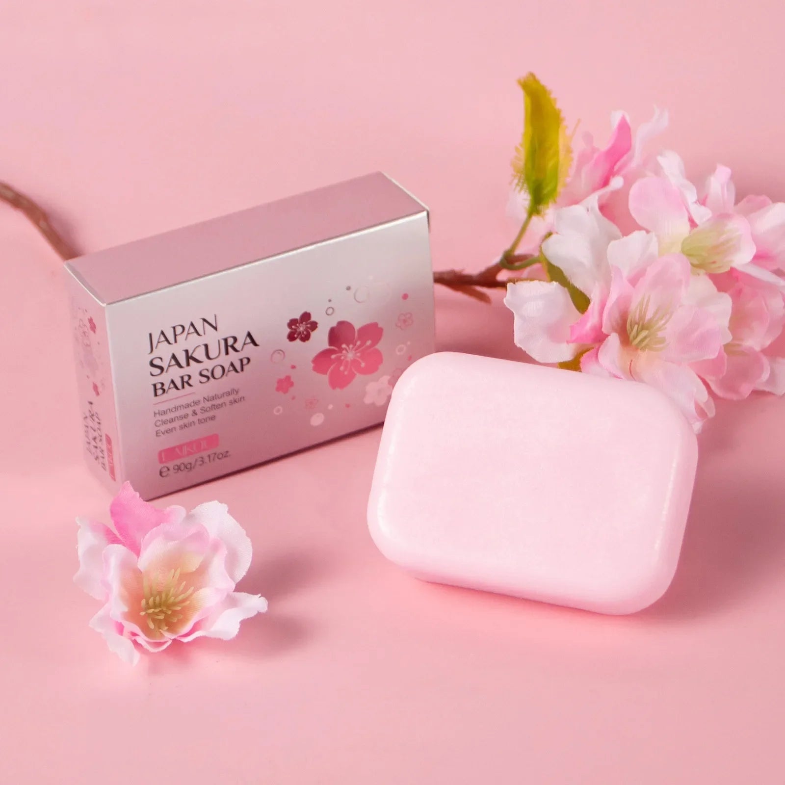 LAIKOU Sakura Facial  Body Whitening Soap Reduces Acne Dark Spot Deep Cleaning Cutin For Face Body Skin Care 90g ﻿