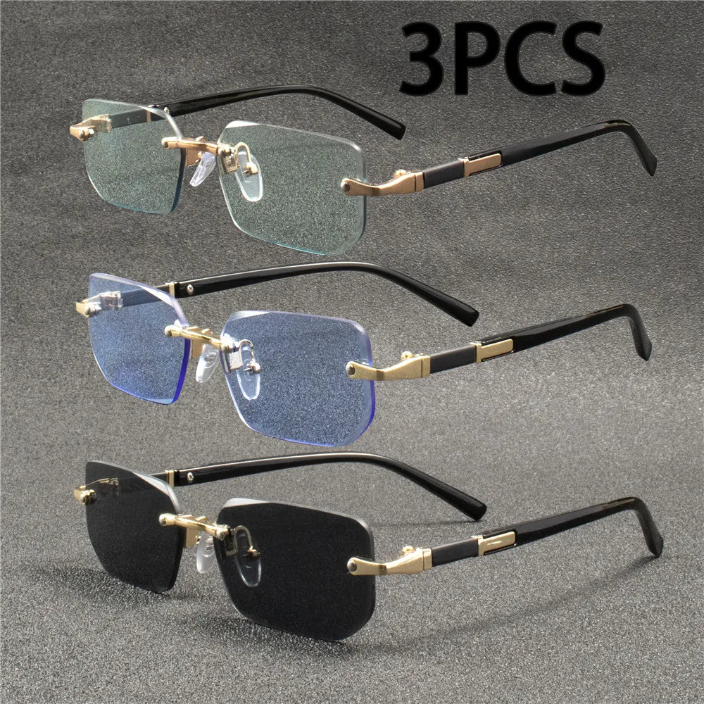 1/3 PCS Rimless Sunglasses Rectangle Fashion Popular Women Men Shades Small Square Sun Glasses Female Male Summer Traveling