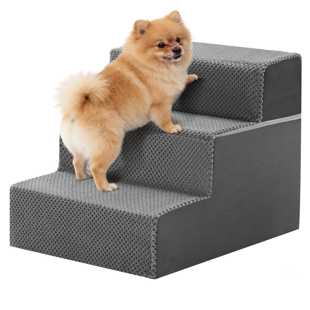 JHK 3-5 Step Right Angled Foam Dog Stairs Ramp for Small Dogs Climbing Ladder Indoor Non-Slip Pet Ladder Ramp Stairs For Home
