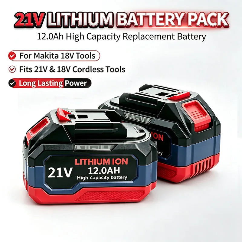 21V 12Ah Lithium Ion Battery Pack Replacement for Makita 18V LXT Cordless Tools Battery, Fits DDF487 BL1830 BL1850