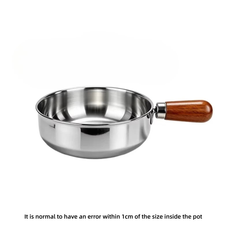1pc Stainless Steel Instant Noodle Bowl, Detachable Handle Small Pot for 1 Person,Ramen Egg Salad Bowl with Walnut Wood,Egg Bowl