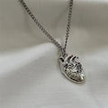 Anatomical Red Heart Necklace Gothic Y2K Grunge Jewelry Dainty Silver Color Tonebloody Red Human Heart Pendant Personalized Gift