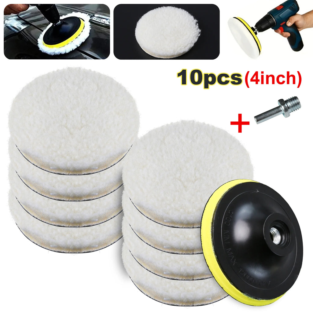 10PCS (8Pads+1Sucker+1Screw) Car Polishing Waxing Buffing Wheel Pad Car Polisher Kit for Auto M10/M14 Drill Connector
