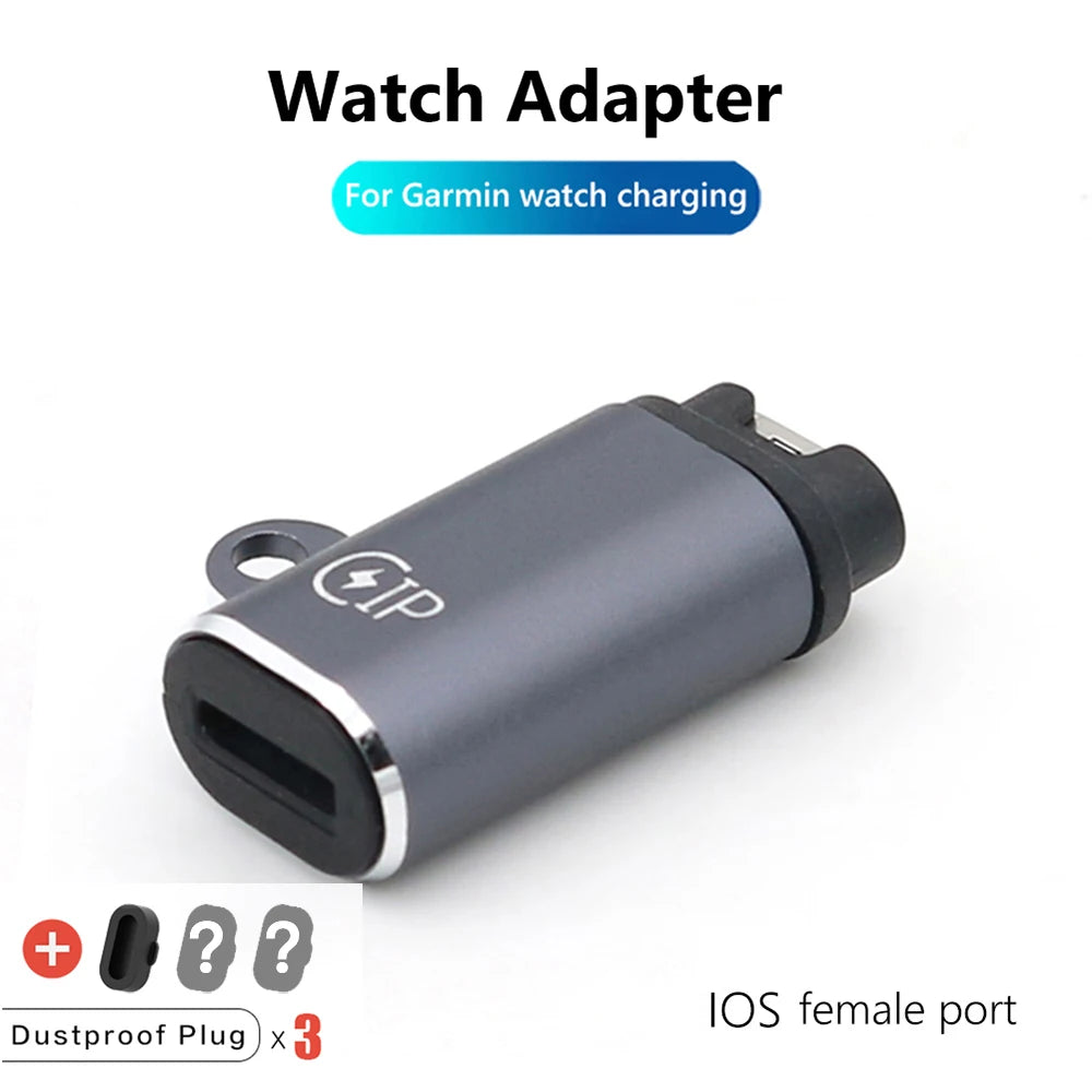 Type C/Micro USB/iOS Charging Portable Adapter For Garmin Fenix 8 7 7S 7X 6 6S 6X 5 5S 5X Venu 2 Smart Watch Charger Converter