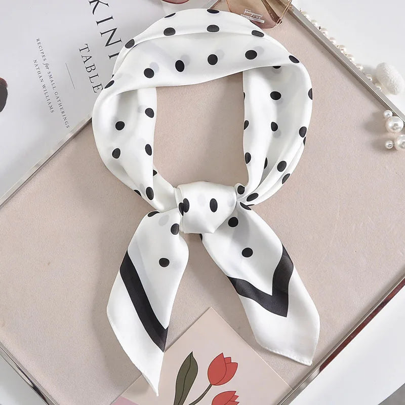 Luxury Apricot Print 70*70cm Silk Square Scarf Women Soft Satin Hairband Neckerchief Tie Female Headband Foulard Bag Ribbon Gift