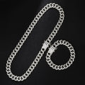 13mm Necklace +Watch+Bracelet Hip Hop Miami Cuban Chain Iced Out Paved Rhinestone CZ Bling Rapper For Men Jewelry KIT Jewelry