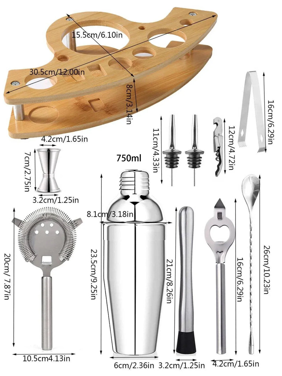 1/3/6/9/11pcs Cocktail Shaker Set Stainless Steel Bartender Kit Cocktail Mixer Wine Martini Boston Shaker Party Bar Tools