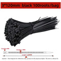 100 PCS Self-locking Plastic Nylon Tie Black Fastening Strap Cable-Tie-Set Cable Zip Tie Fastening Ring Zip Wraps Strap Tie