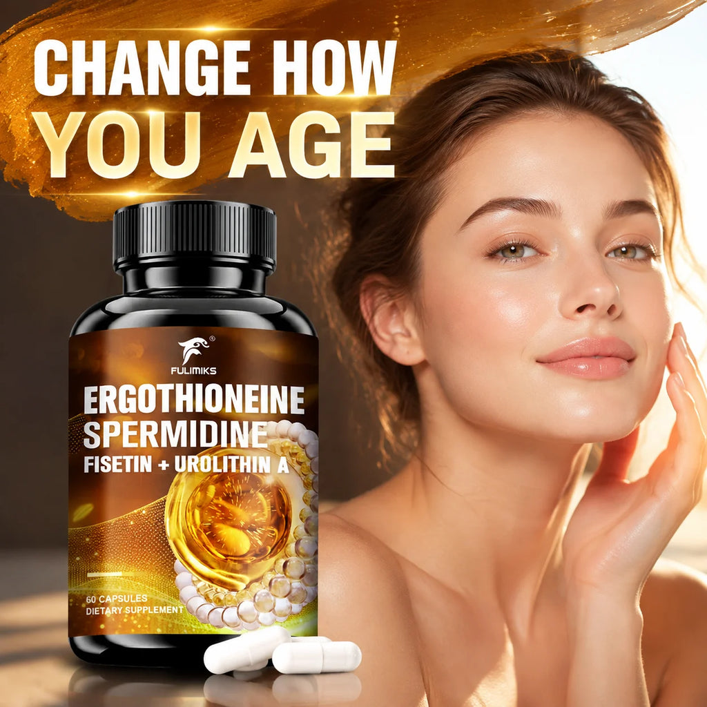 Ergothioneine & NAD+ 1500mg 2-in-1 Supplement Set, with Spermidine, Fisetin & Resveratrol, Support Cellular Energy Production, Maintain Healthy Aging, for Men & Women