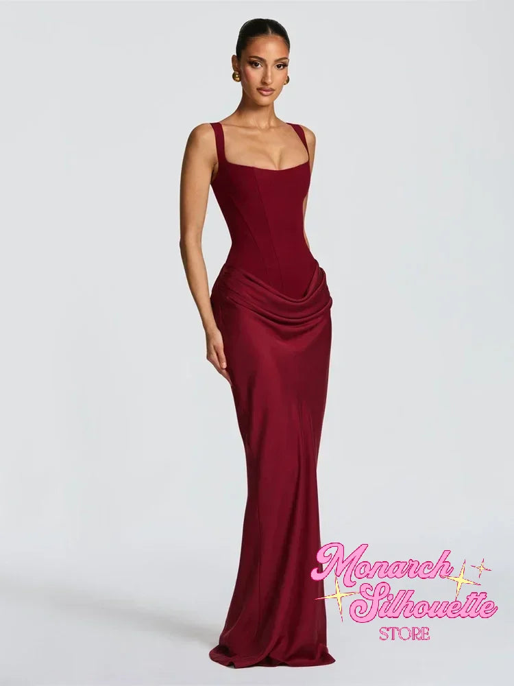 Sexy Luxury Pleated Sling Long Dress Women Elegant Solid Sleeveless Slim Fit Maxi Dresses 2026 Shinny Daily Lady Vestidos New