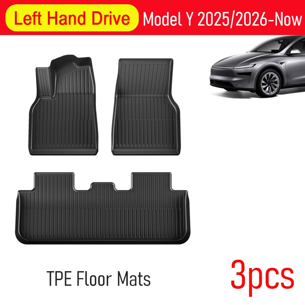 Car Floor Mats for Tesla Model Y Juniper 2025 2026 Front Rear Trunk Mat Non-Slip Cargo Liner Backrest Pads Left Right Hand Drive