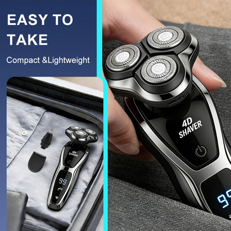 Men's three-blade electric shaver, USB charging, can choose to add , nose hair device,and  sideburns knife