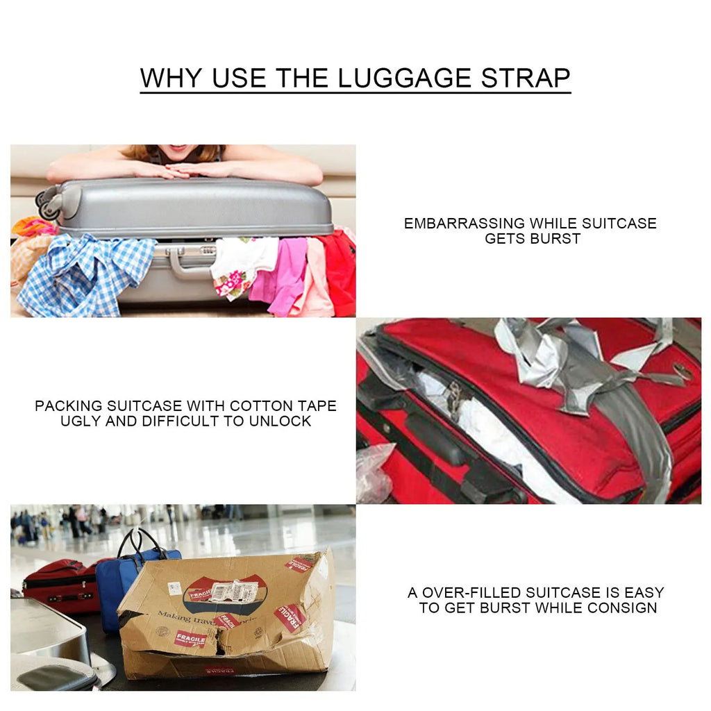 Straight Shaped Luggage Straps for Suitcase Polyester Luggage Belt with Adjustable Release Buckle Travel Accessory