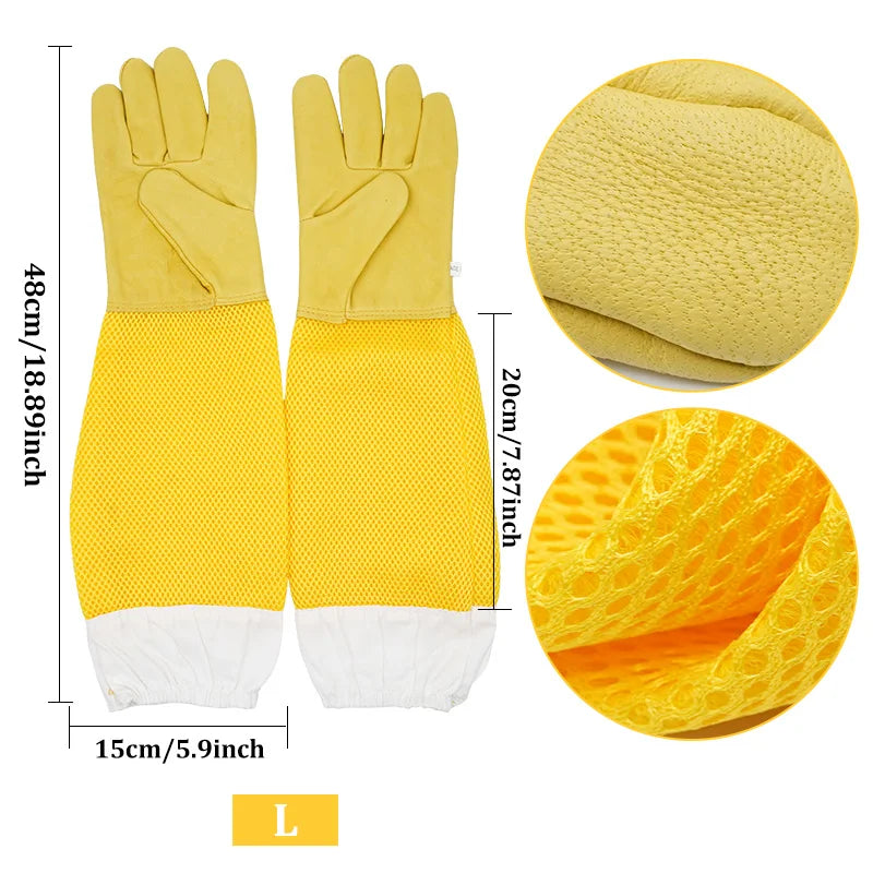 Beekeeper Beekeeping Gloves Protective Sleeves Ventilated Professional Anti Bee for Apiculture Beekeeper Prevent Beehive tools