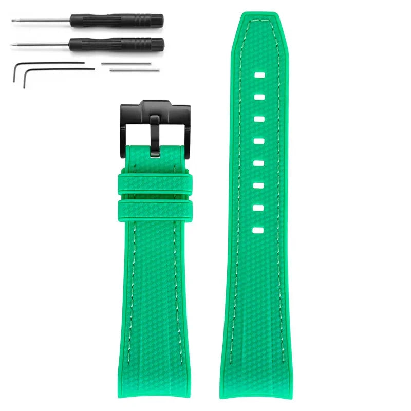 Rubber Silicone Watch Band for Swatch X Blancpain GREEN ABYSS Curved End Waterproof Sport Woven Pattern Strap Bracelet 22mm