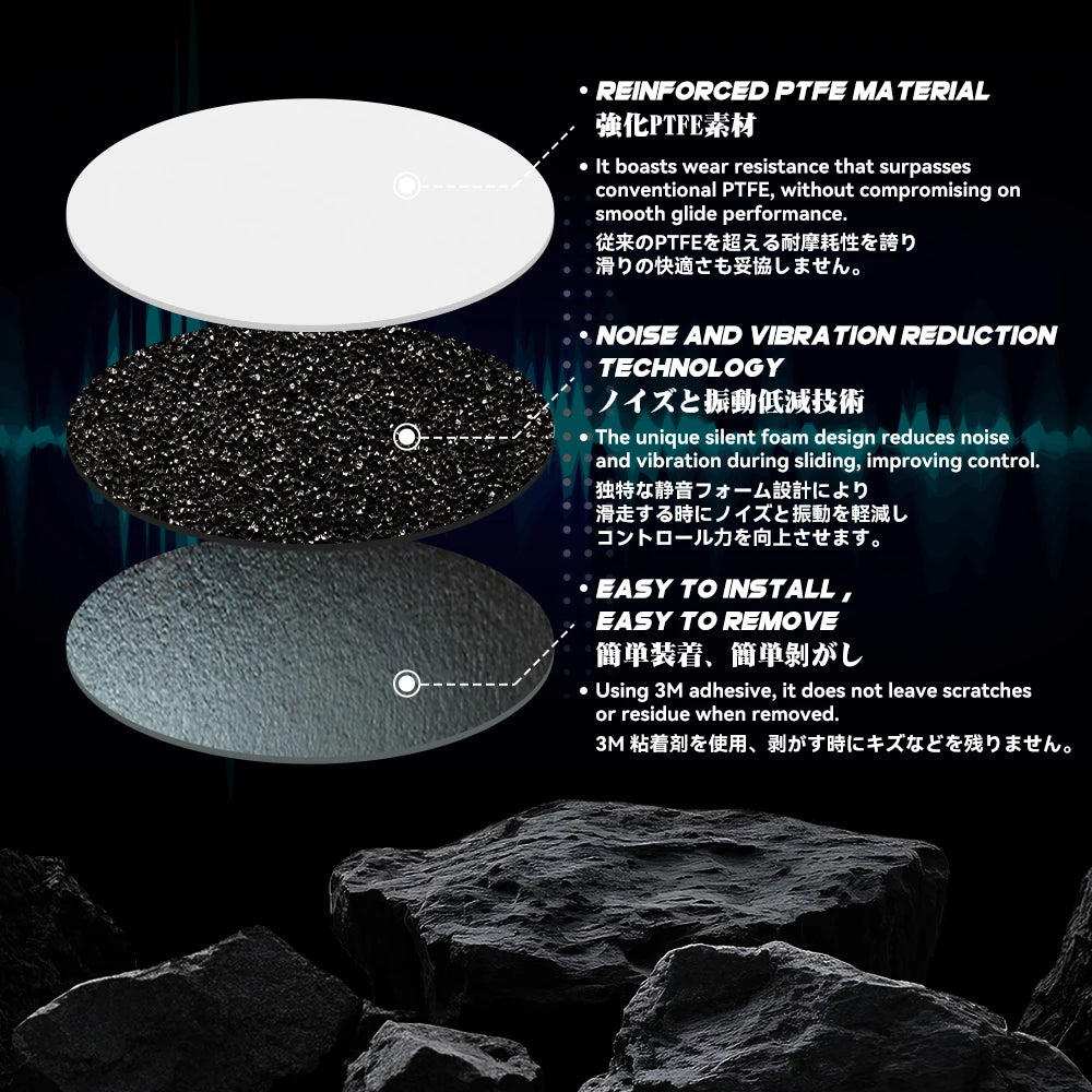 TALONGAMES Mouse Skates 48 Dots Universal for Cloth Mousepads, 6mm, High Durability, Low Noise, Smooth Glide, Curved Edge, KUMO